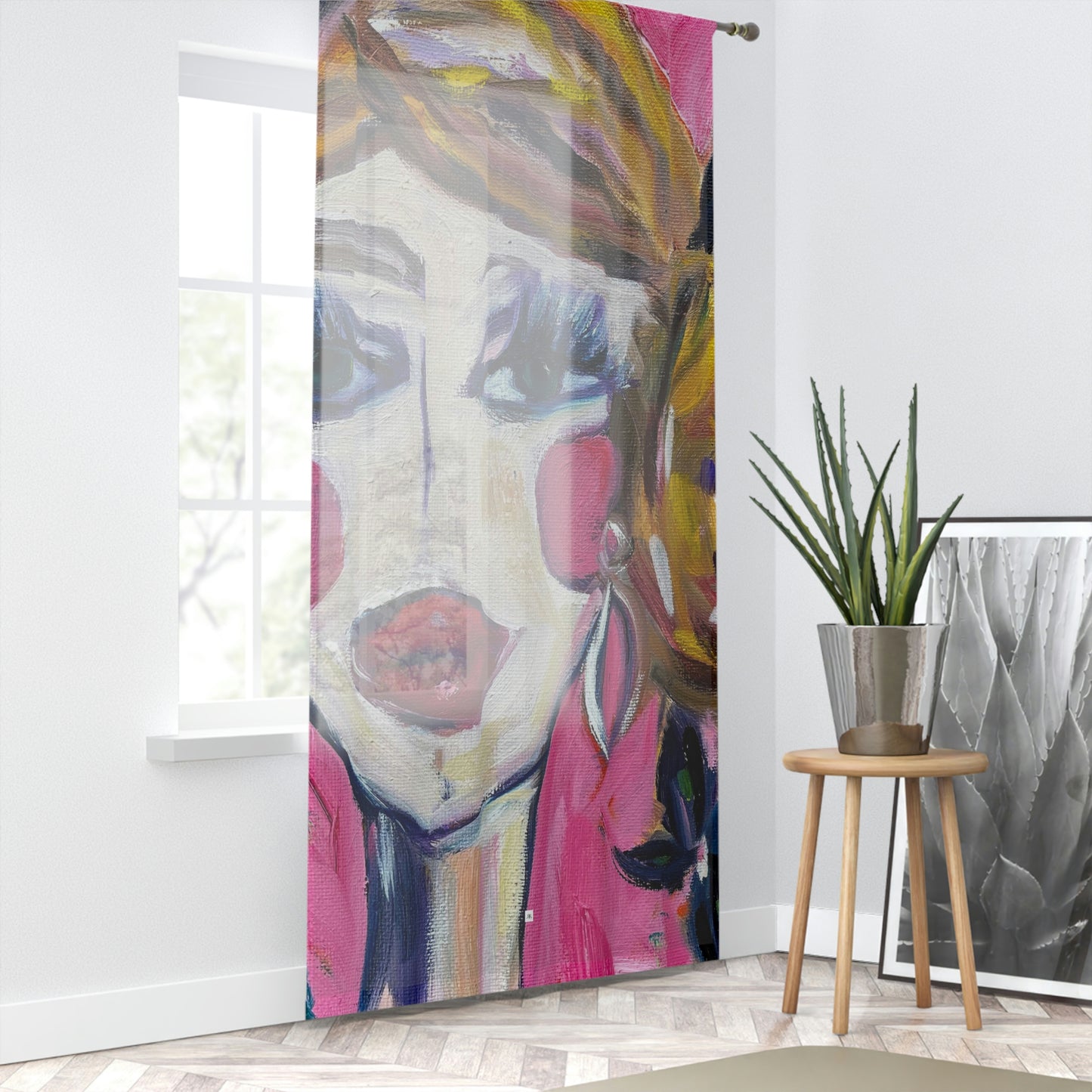 Lady with Irises 84 x 50 inch Sheer Window Curtain