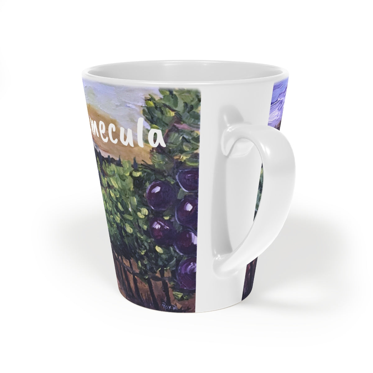 Tasse Temecula Latte, 12 oz avec peinture de vignoble « Afternoon Vines »