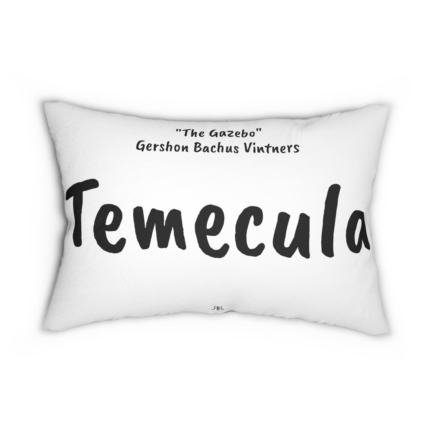 Oreiller lombaire Temecula avec « The Gazebo » sur la peinture de Gershon Bachus Vintners et « Temecula »