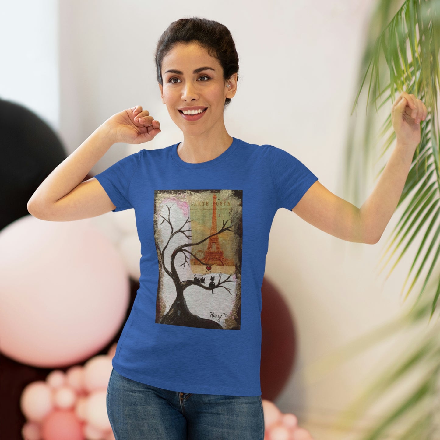 Même les chats aiment Paris Whimsical Tee-shirt Triblend ajusté pour femmes