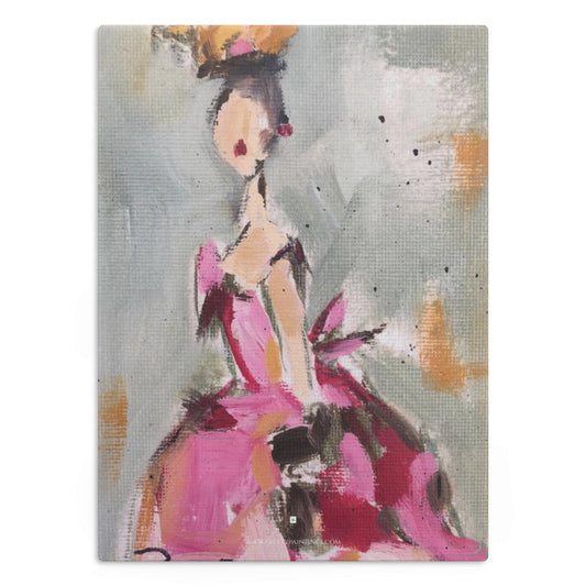 Tabla De Cortar Vidrio Dama elegante con un vestido de gala rosa