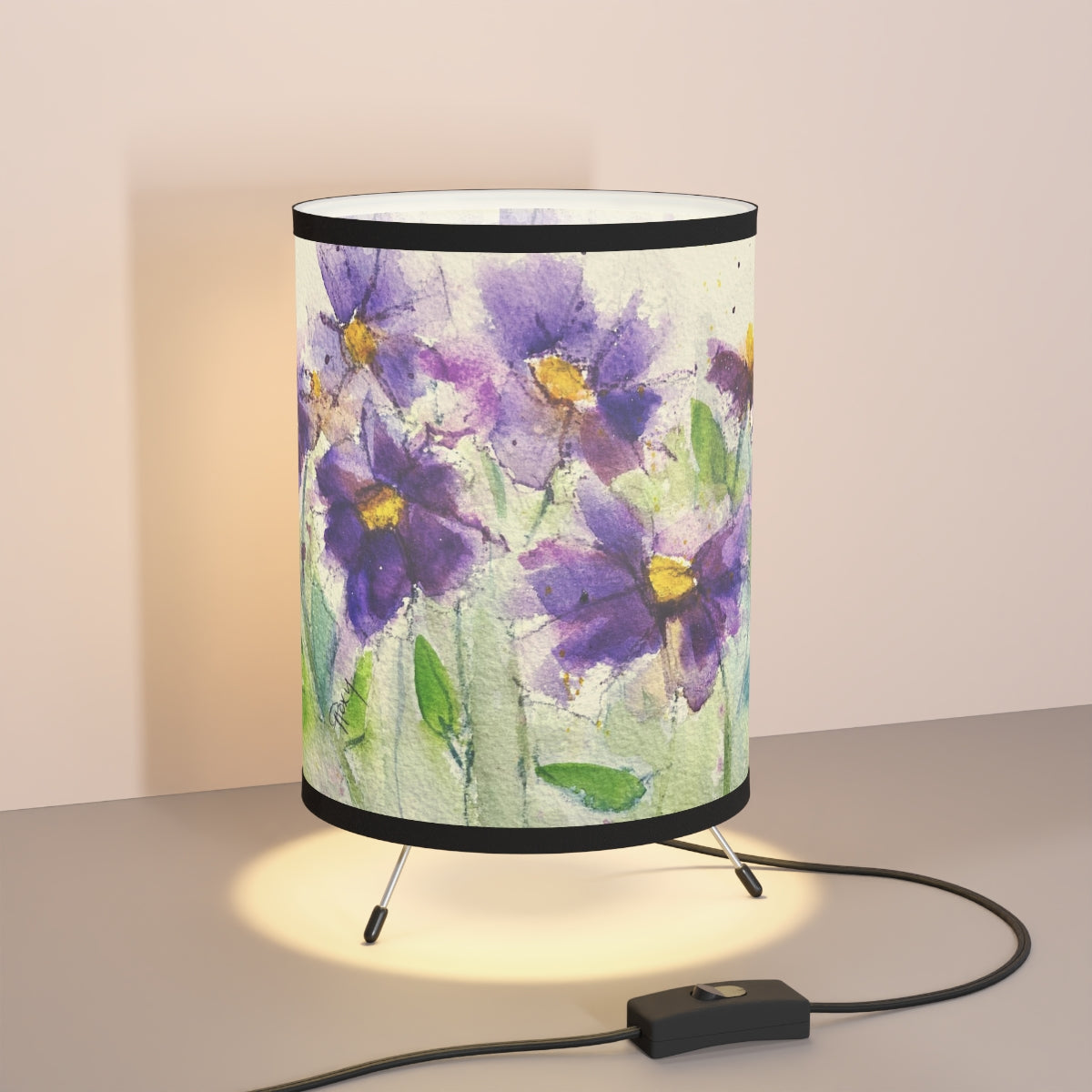Purple Cosmos  Tripod Lamp