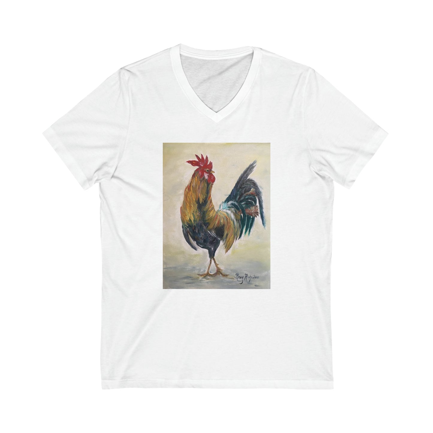 Who you calling Chicken? Rooster -Unisex Jersey Short Sleeve V-Neck Tee