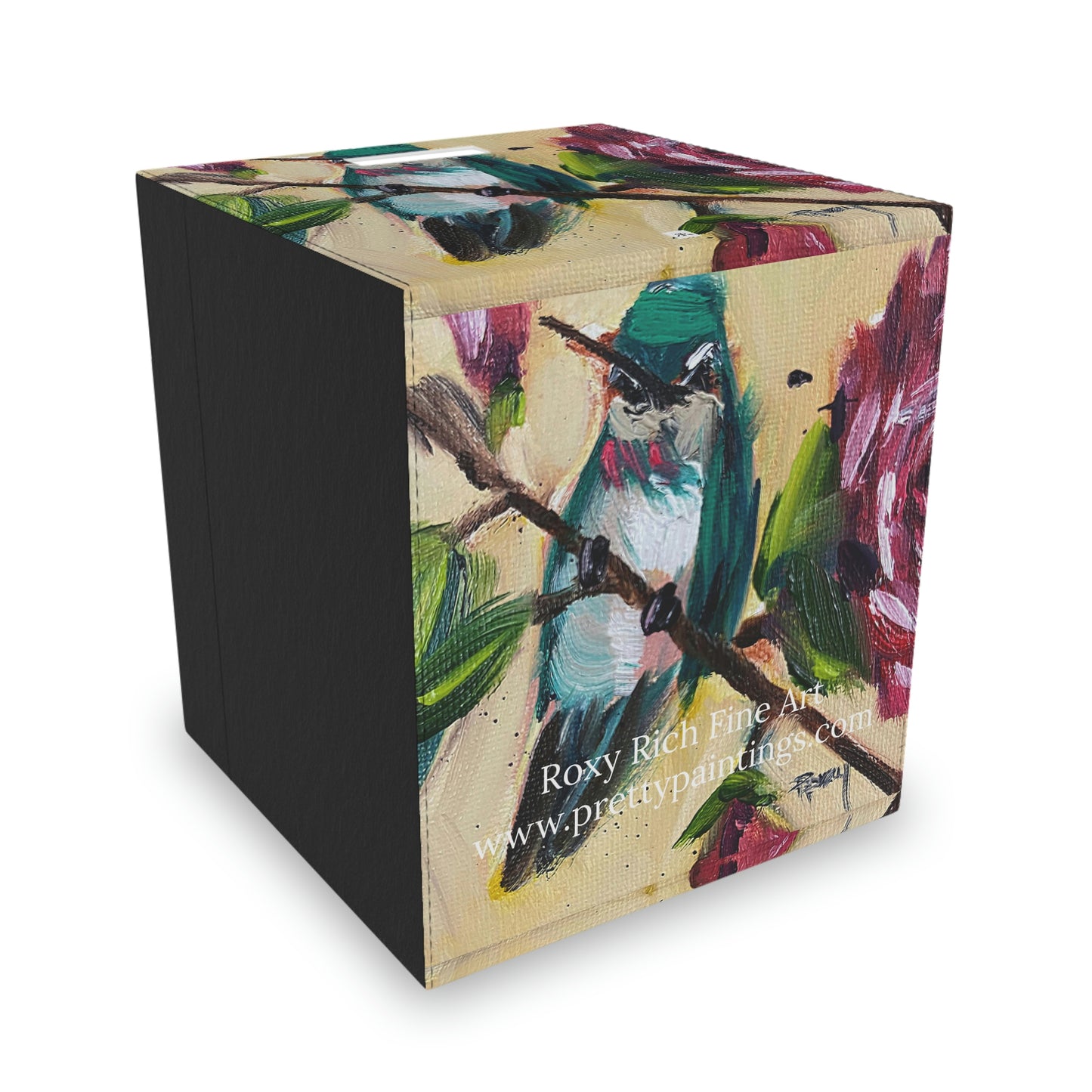 Hummingbird on a Rose Bush Felt Storage Box