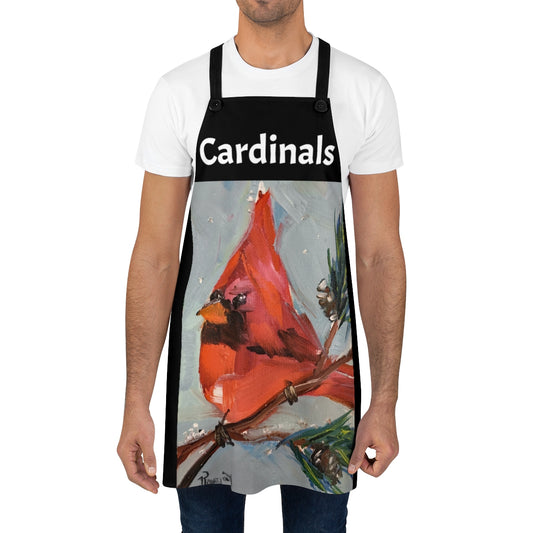 Pintura cardenal original impresa en cardenales de delantal negro