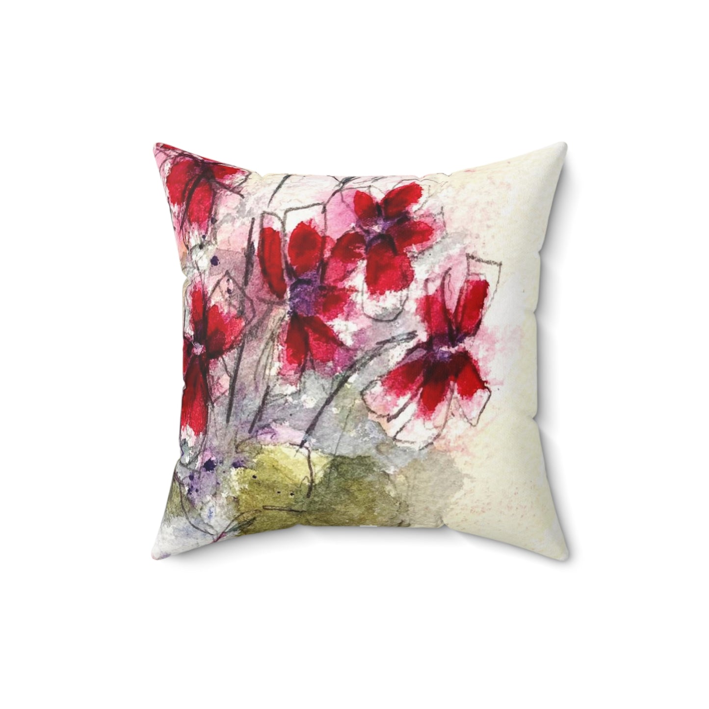 Red Ivy Geraniums Indoor Spun Polyester Square Pillow