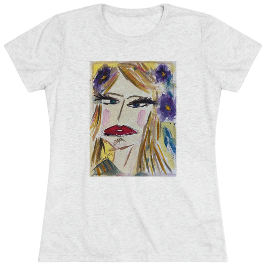 Camiseta Triblend Tee ajustada para mujer con "¡Lo que sea!" cuadro