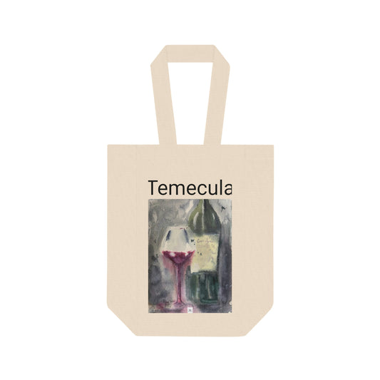 Sac fourre-tout double à vin Temecula avec peinture « Vin et bouteille »
