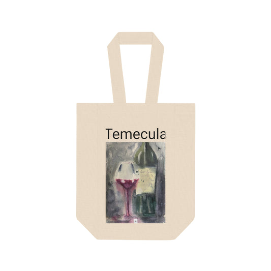 Temecula Double Wine Tote Bag con pintura "Vino y botella"