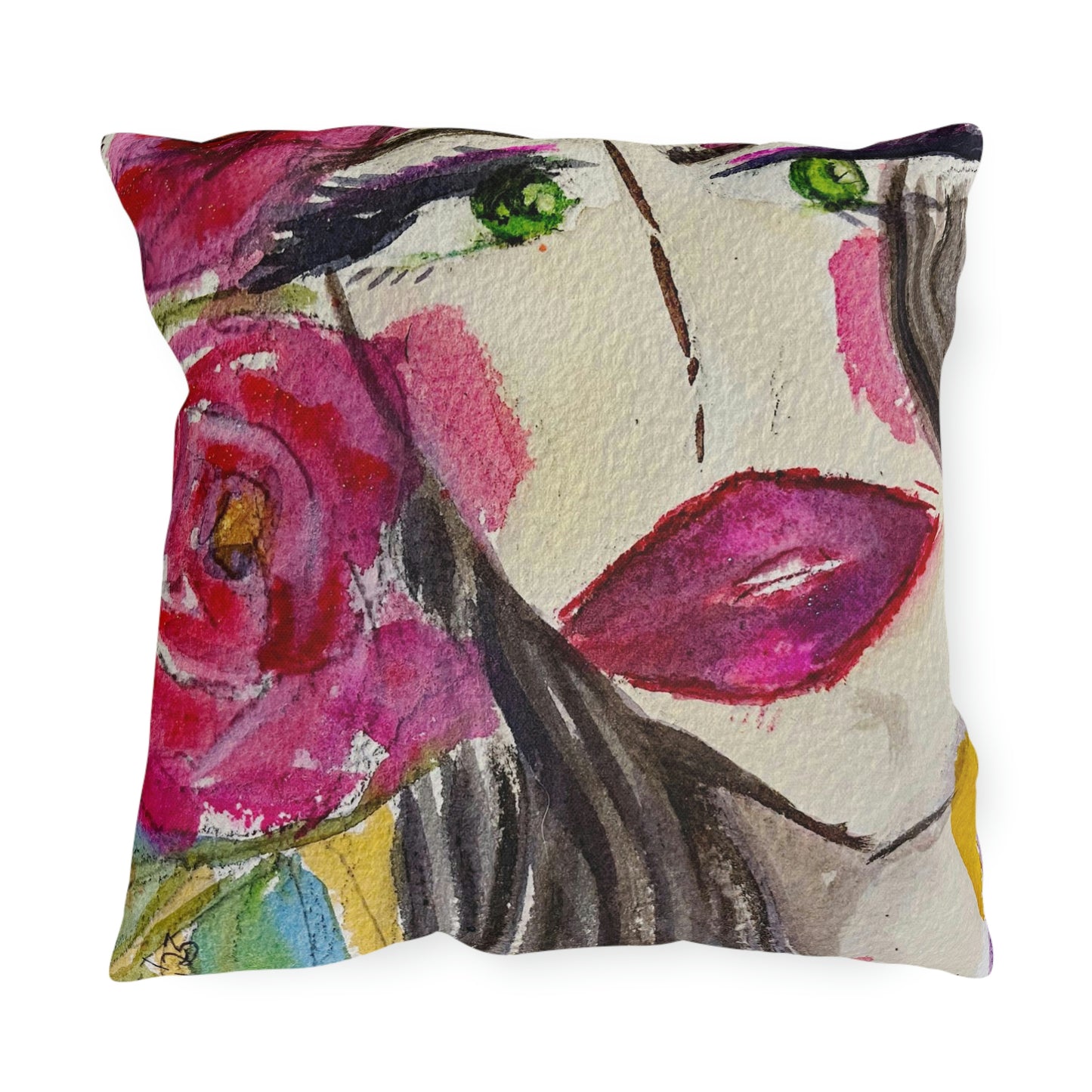 Pretty Brunette "Uh-huh"  Outdoor Pillows