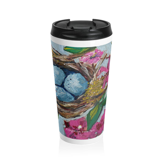 Robin Eggs in a Nest Stainless Steel Travel Mug