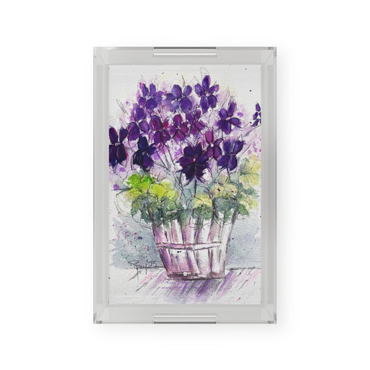 Plateau En Acrylique Géraniums de lierre violet dans un panier