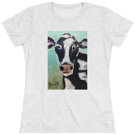 Edna Cow Women's fitted Triblend Tee  tee shirt
