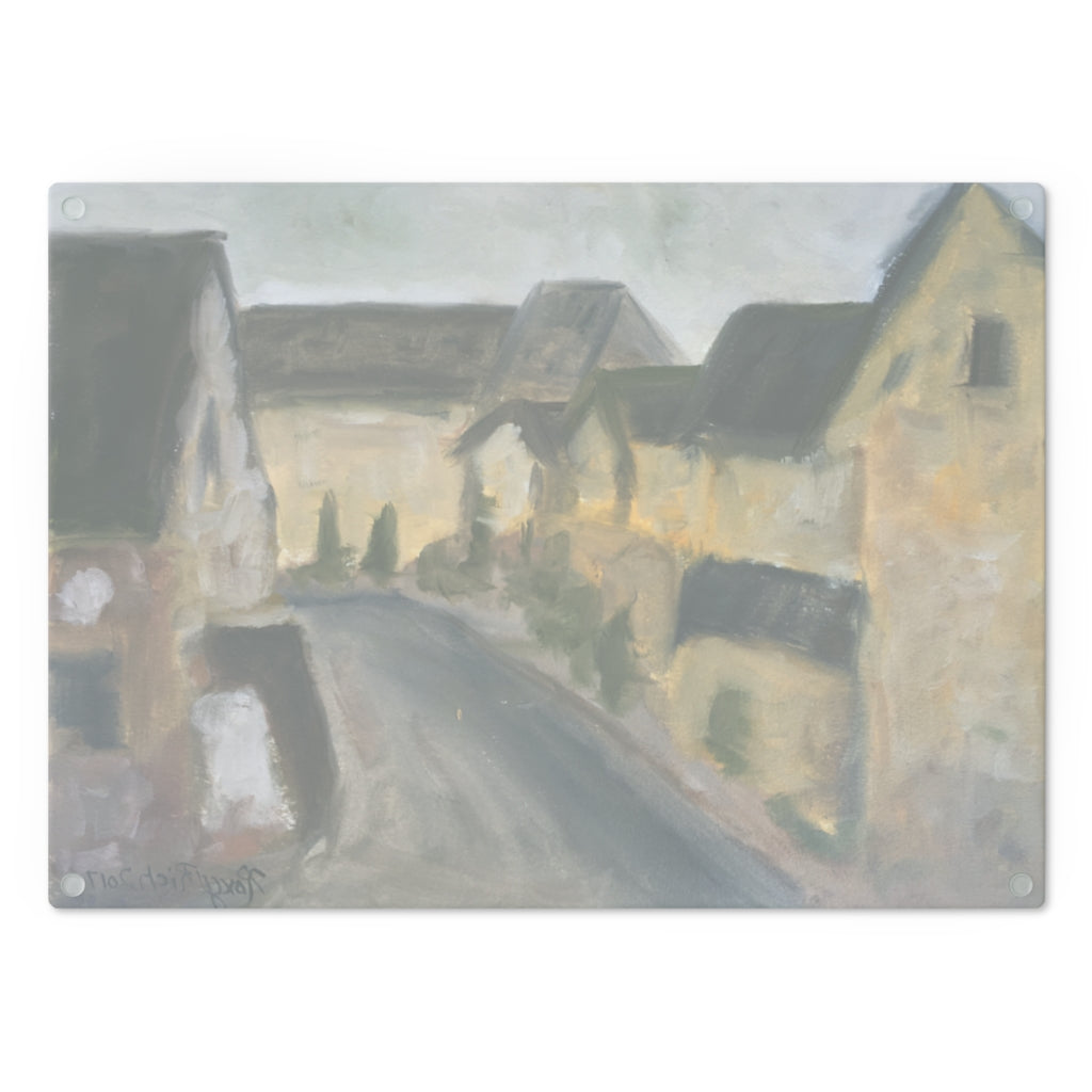 Lower Slaughter Costwolds Glass Cutting Board