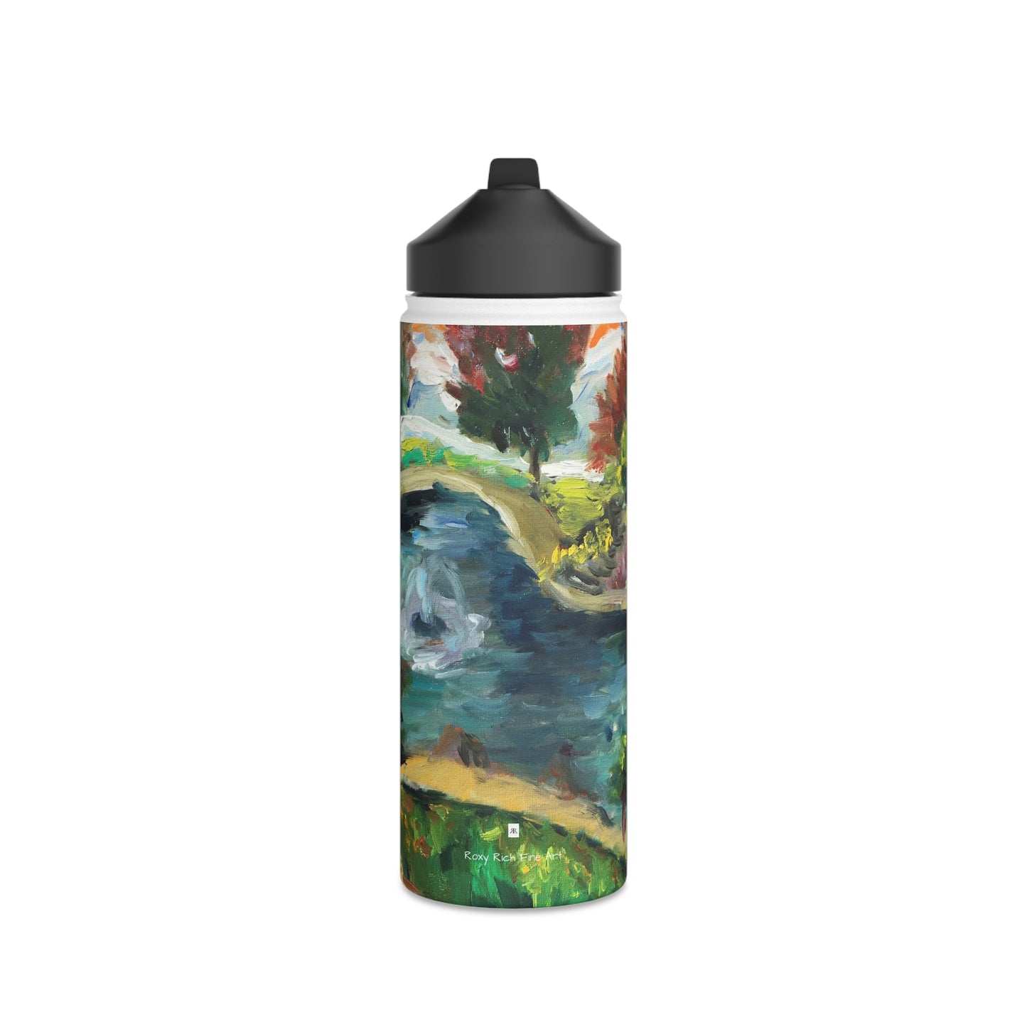 Temecula Duck Pond Colorful Landscape Stainless Steel Water Bottle, Standard Lid