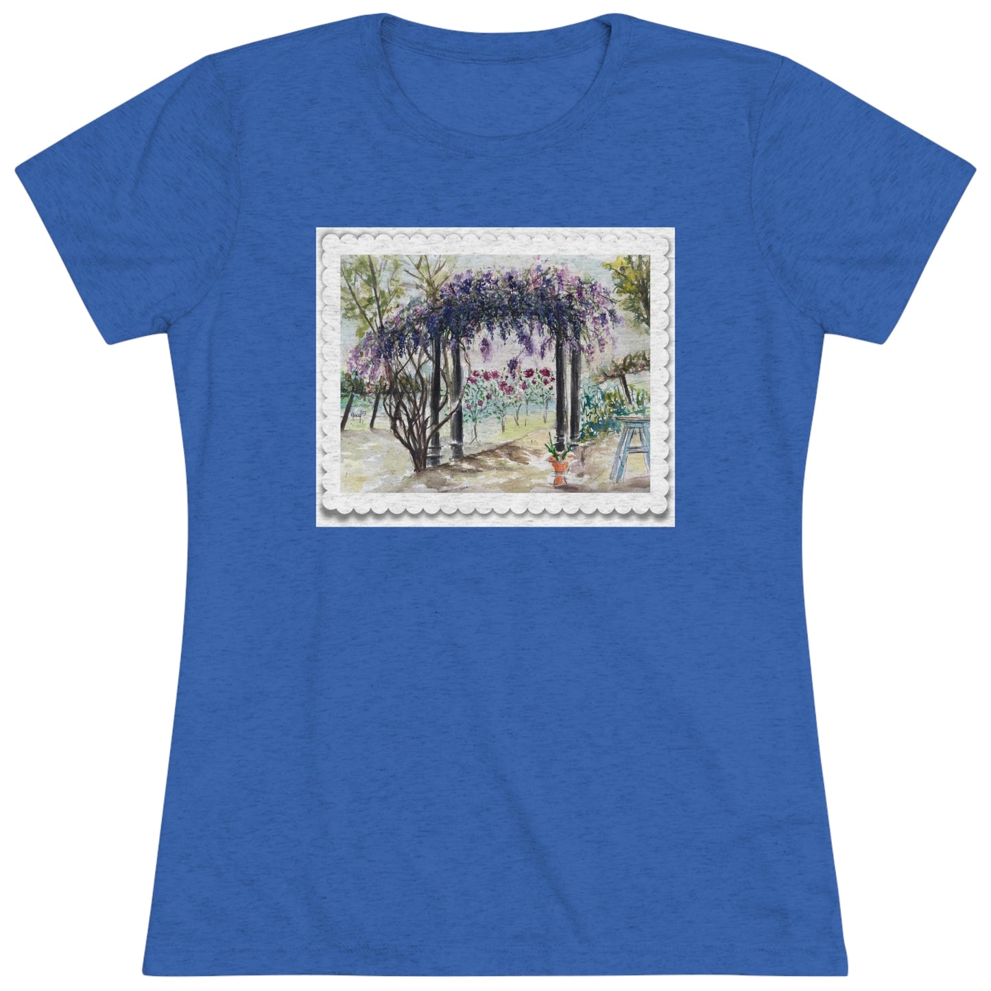 Wisteria at Somerset (marco de borde festoneado) Camiseta Triblend ajustada para mujer