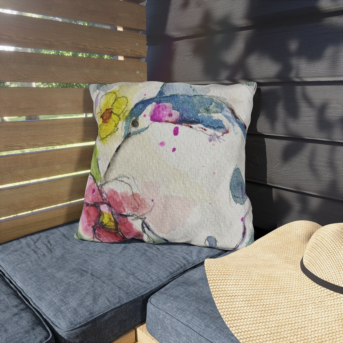 Magical Floating Hummingbird Outdoor Pillows