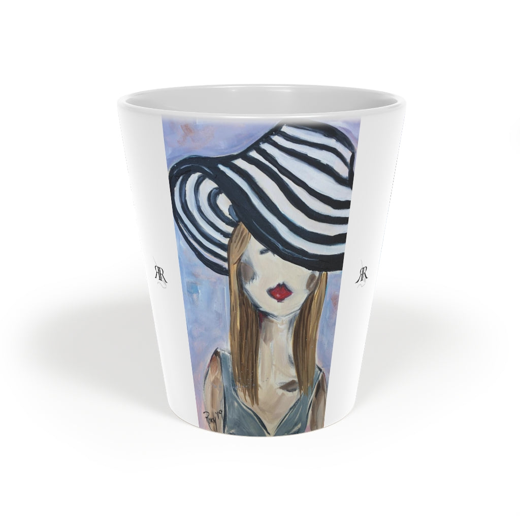Blonde in a Striped Hat   Latte Mug, 12oz