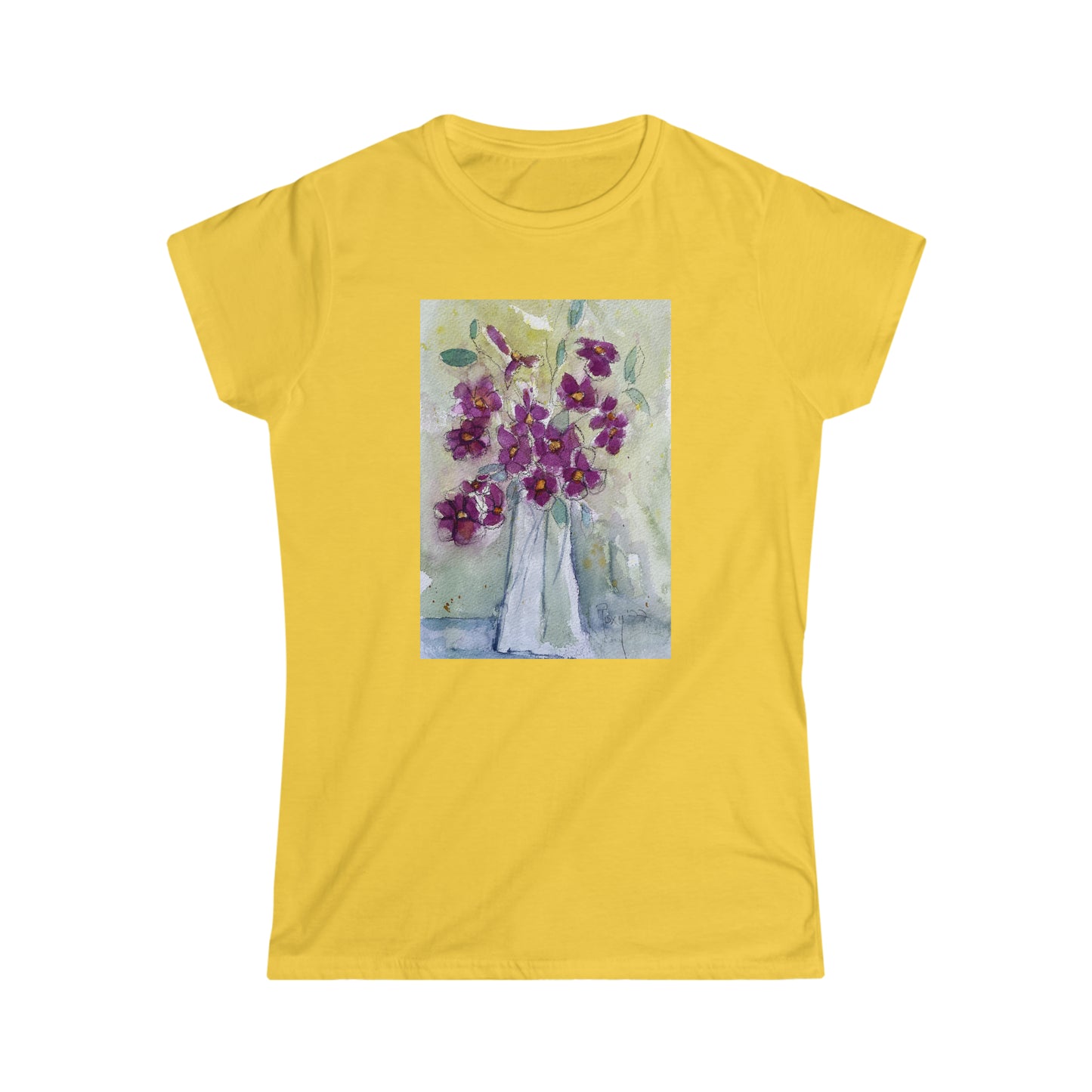 Pink Wildflowers Women's Softstyle  Semi-Fitted Tee