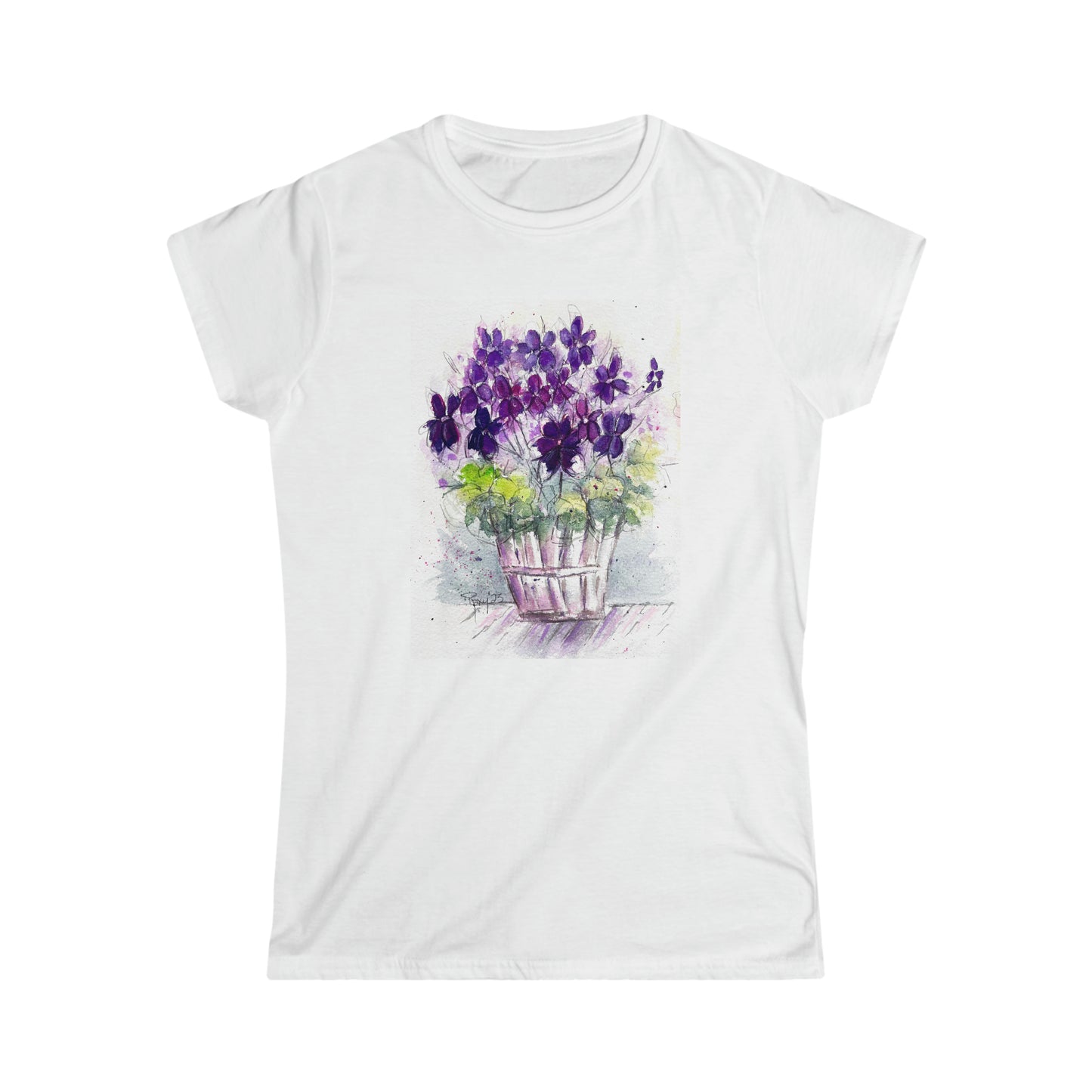 Purple Ivy Geraniums in a Basket Women's Softstyle  Semi-Fitted Tee