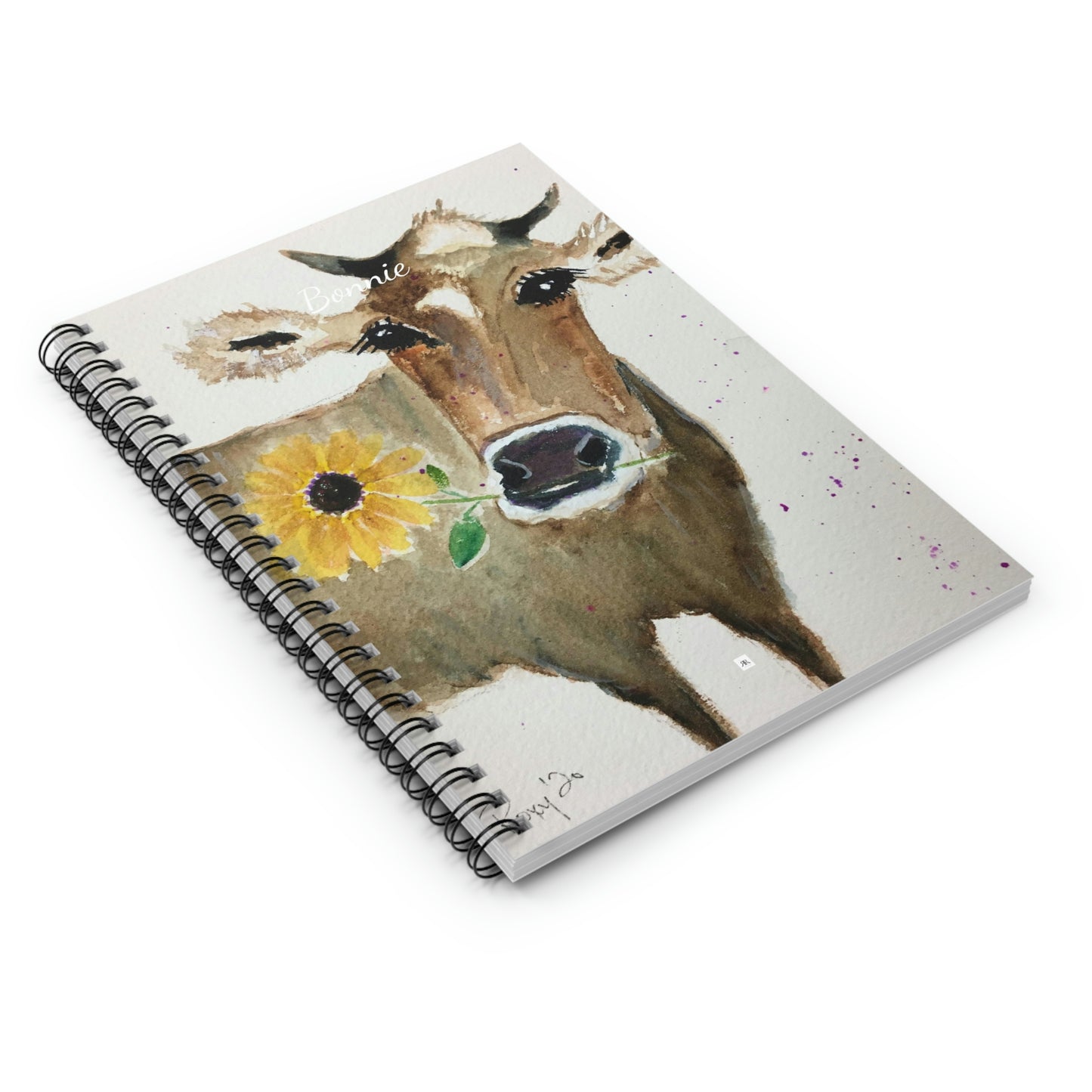 Bonnie - Whimsical Cow Painting Spiral Notebook