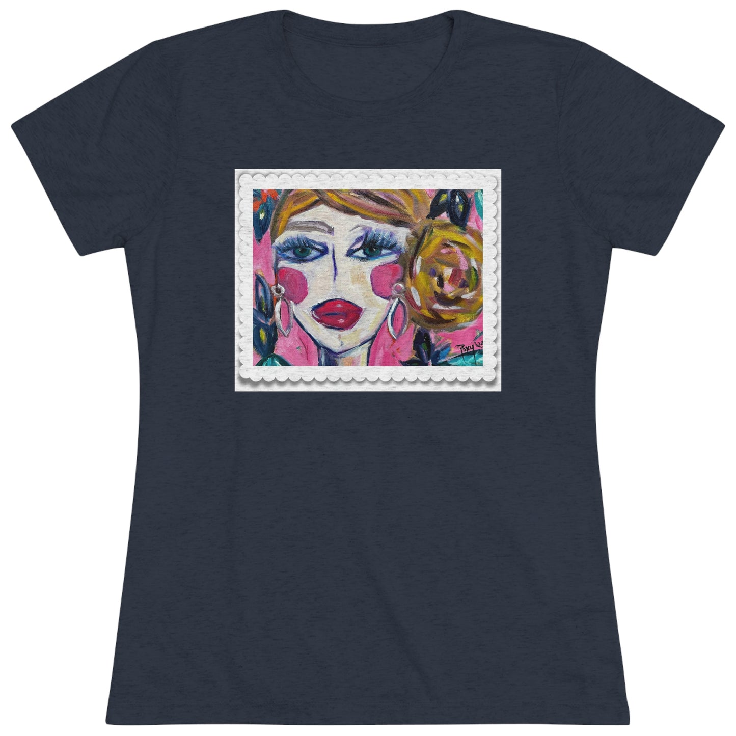Lady with Irises Women's fitted Triblend Tee  tee shirt