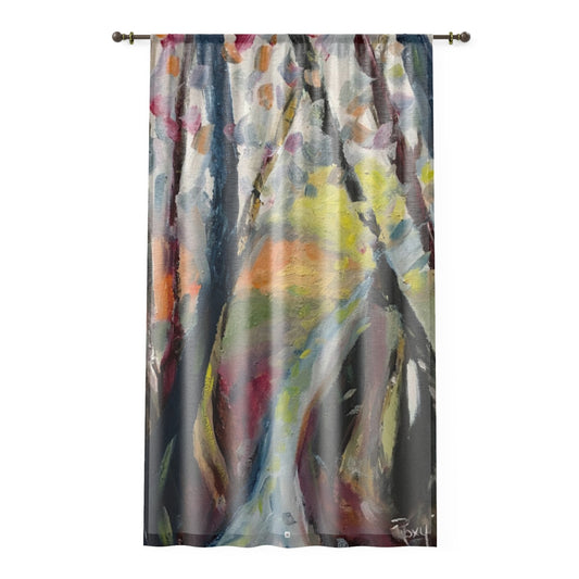 Impresión de arte moderno de Autumn Lane (colección Cotswolds) en cortina de ventana transparente de 84 x 50 pulgadas