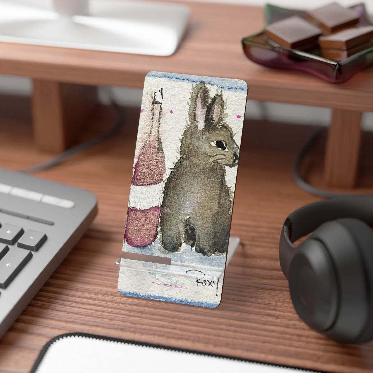 Drunk Bunny #1 (Bunny & Bottle) Cell Phone Stand