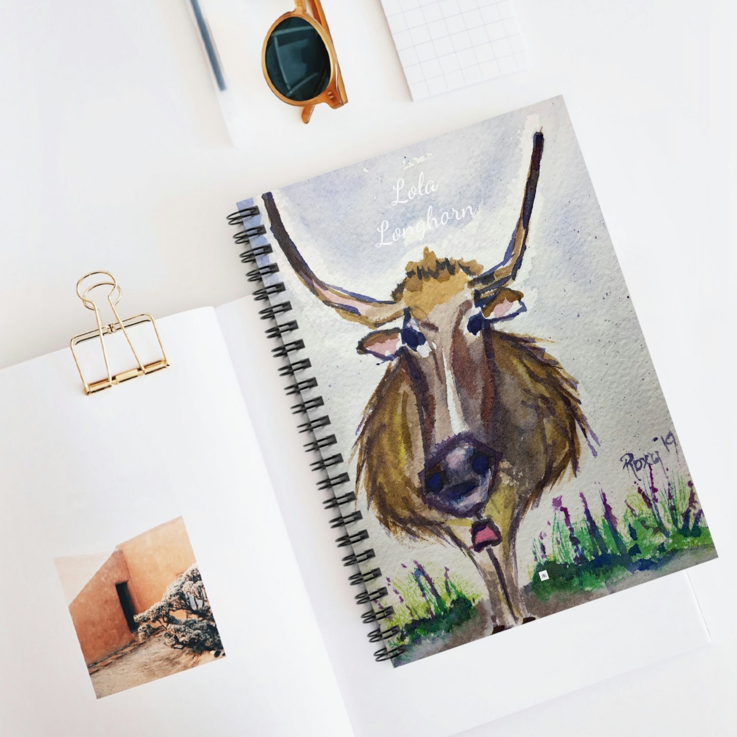 Lola Longhorn- Whimsical Cow Painting Spiral Notebook