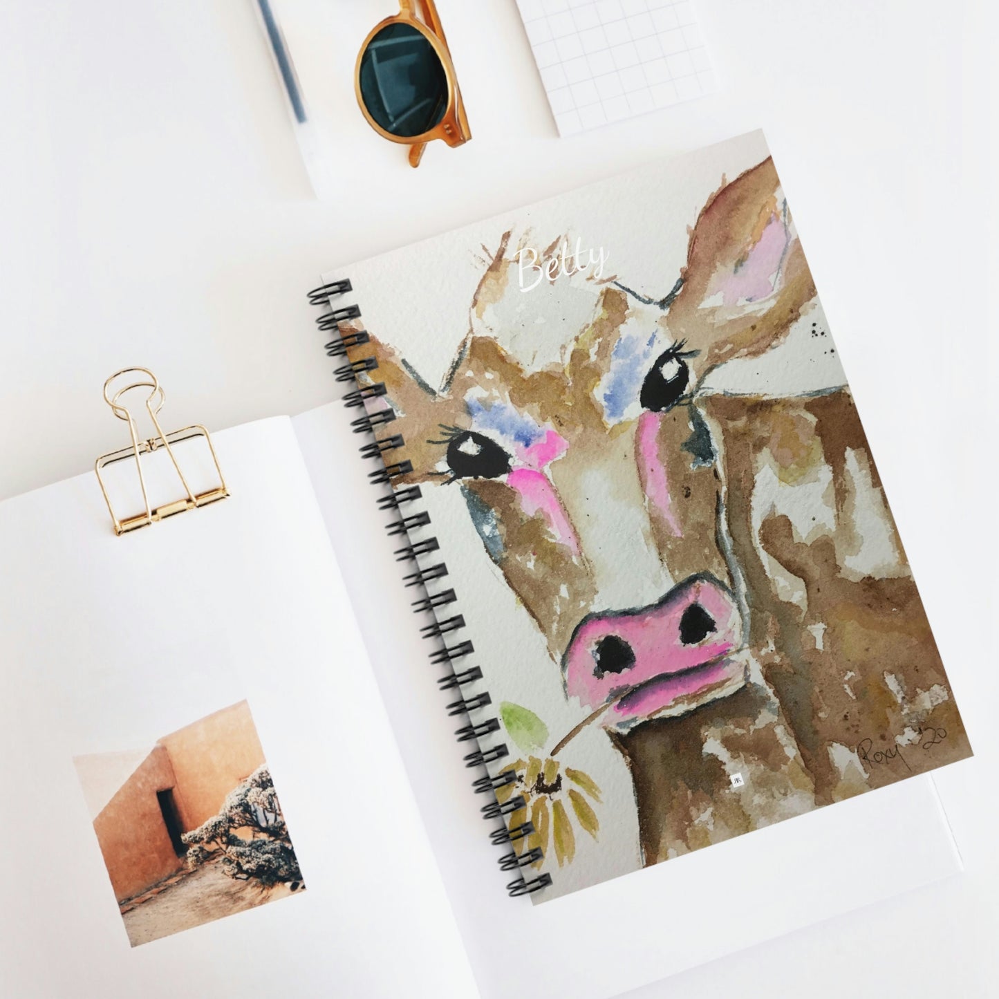 Betty -Whimsical Cow Painting Spiral Notebook