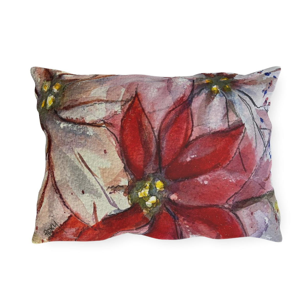 Poinsettias Outdoor Pillows