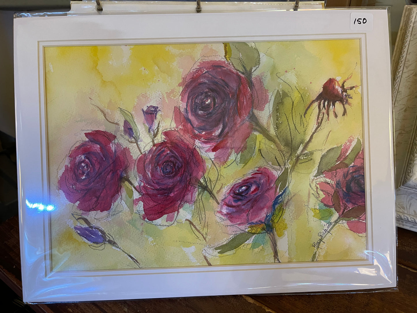 Roses rouges moelleuses - Peinture aquarelle originale