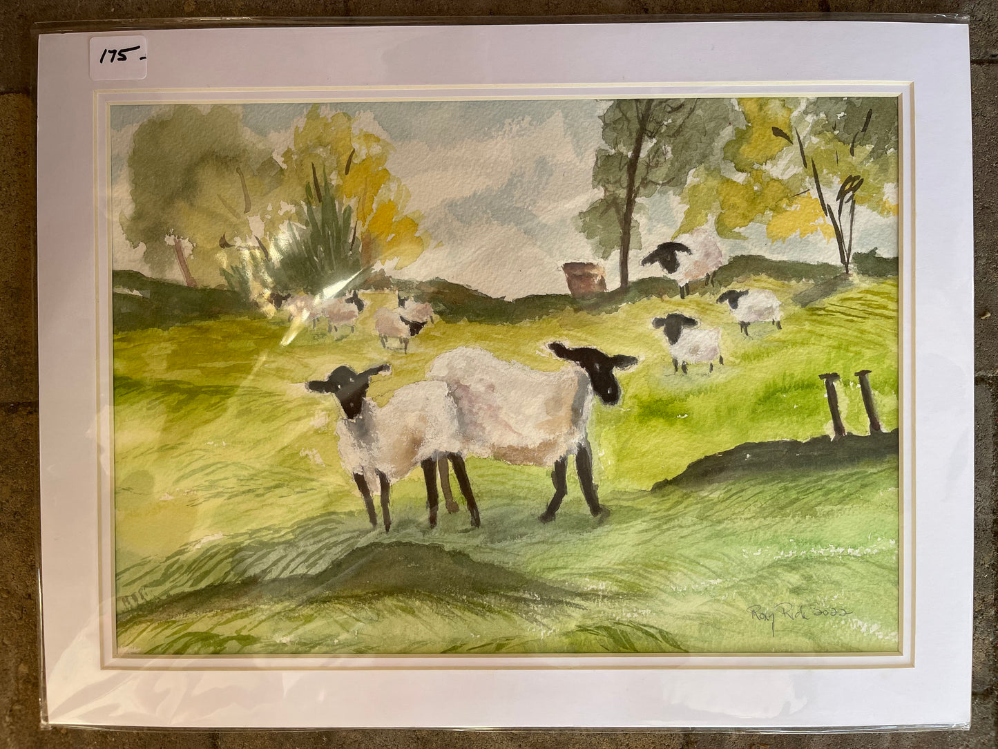 English Countryside with Sheep Original Watercolor Painting