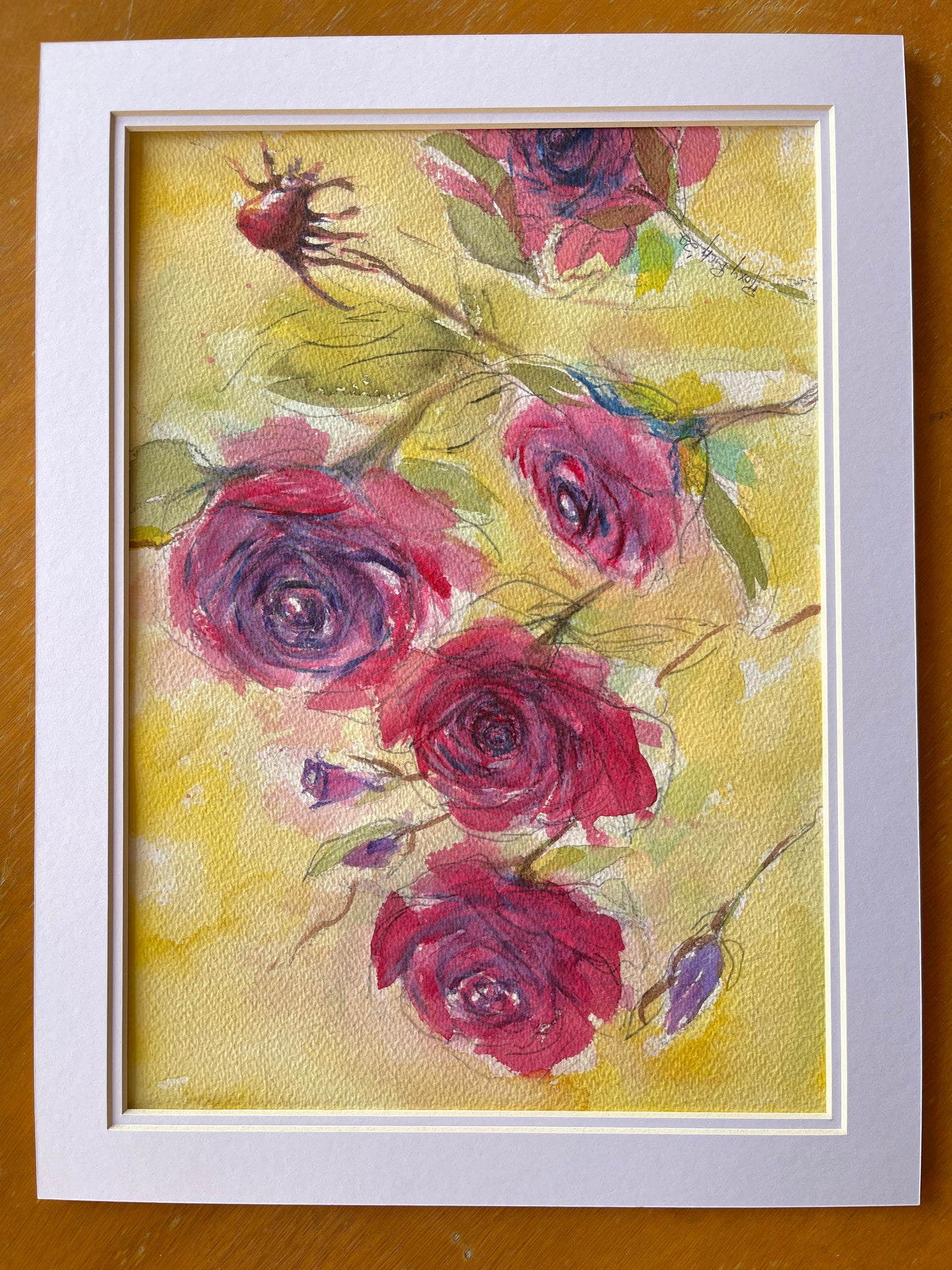 Rosas rojas esponjosas- Pintura original de acuarela